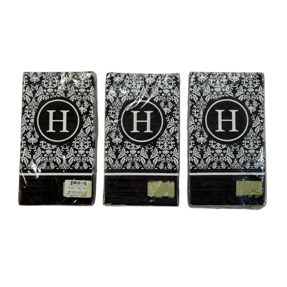 Lot(3) Cypress Home Paper Napkins Guest Towels “H” Monogram Black White Graphic - Picture 1 of 4